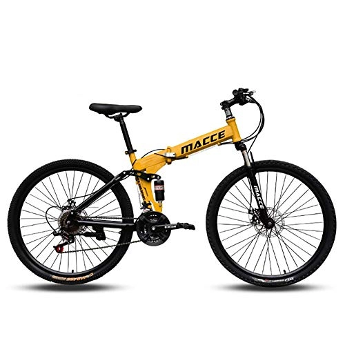 Plegables : XHCP Bicicleta de montaña Plegable de 24 Pulgadas, Bicicletas de suspensión Completa, Bicicletas de Carretera con Frenos de Disco, MTB con Marco de Acero de Alto Carbono para Hombres y Mujeres