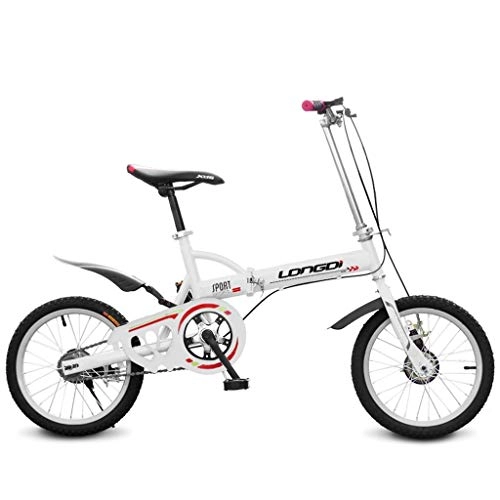 Plegables : Xiaoping Las Bicicletas for niños, Bicicletas Plegables, Bicicletas niños y niñas Estudiantes, 16 Pulgadas, Blancos