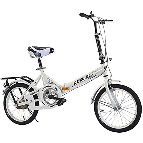 Plegables : Xiaoplay Portátil Plegable de la aleación de la Ciudad Adultos de la Bicicleta Variable Ultra luz de la Bici Velocidad de Trabajo del Estudiante Plegable Carrier Ciclo de la Bicicleta, White