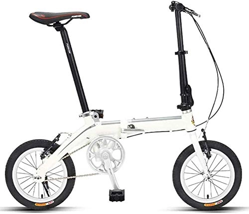 Plegables : XINHUI 14"Bicicleta Plegable De Una Sola Velocidad, Mini Bicicleta Plegable, Bicicleta Plegable Portátil Ligera, Peso Ligero, para Adultos Estudiantes De Secundaria, Blanco