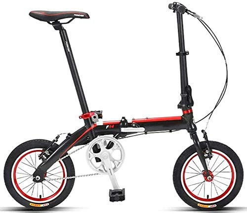Plegables : XINHUI 14"Bicicleta Plegable De Una Sola Velocidad, Mini Bicicleta Plegable, Bicicleta Plegable Portátil Ligera, Peso Ligero, para Adultos Estudiantes De Secundaria, Negro
