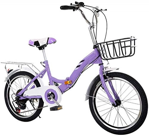 Plegables : XINHUI Bicicleta Plegable De 20 Pulgadas, Bicicleta De Una Sola Velocidad, Bicicleta Portátil De Velocidad Ultraligera Adulta, Marco De Acero De Alto Carbono, Púrpura