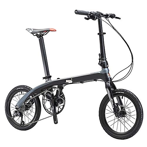 Plegables : XiXia X Bicicleta Plegable Luz de Fibra de Carbono Frenos de Disco Doble Bicicleta de Cambio para Adultos Bicicleta Oculta Hebilla Plegable bloqueable 16 Pulgadas