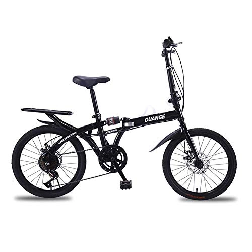 Plegables : XM&LZ Acero Al Carbono Bicicleta Plegable Adulto Estudiante, Bicicleta De 16 Pulgadas Velocidad Variable Bicicleta Plegable, Amortiguador Bicicleta Niños Hombres Mujeres Negro 16inch