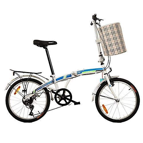 Plegables : XMIMI Bicicleta de montaña Plegable Bastidor de Correa de Cambio de Marco de Acero de Alto Carbono Bicicleta Plegable 20 Pulgadas 7 velocidades