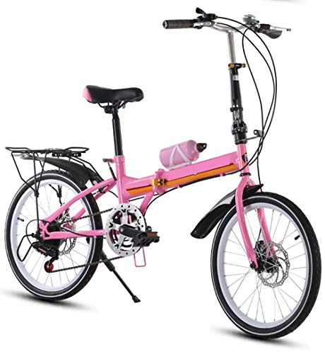 Plegables : XMIMI Bicicleta Doble Freno de Disco Plegable Bicicleta Puede traer Personas Bicicleta de Velocidad Variable con Estante Trasero 20 Pulgadas