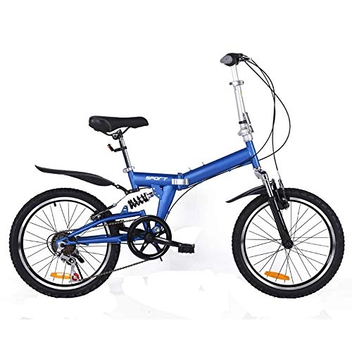 Plegables : XMIMI Doble Bicicleta Plegable Amortiguador Frenos de Disco luz Estudiante Bicicleta Damas Bicicleta 6 Velocidad 20 Pulgadas
