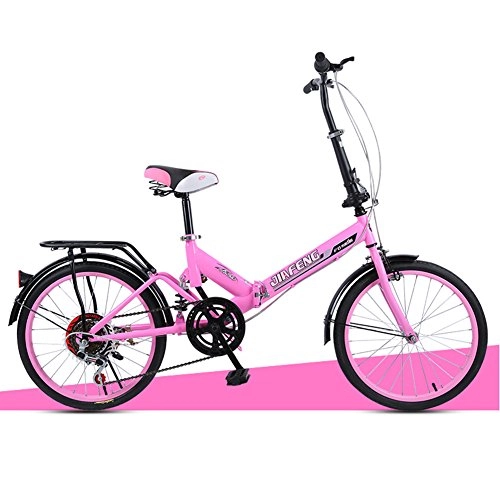 Plegables : XQ 20 Pulgadas XQ Velocidad Variable Bicicleta Plegable Mojadura Bicicleta Adulto Hombres Y Mujeres Coche De Estudiante ( Color : Pink )
