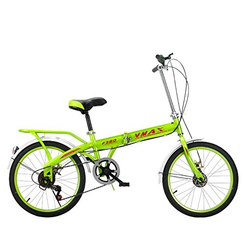 Plegables : XQ F380 Verde Bicicleta Plegable Ultralight Portátil 16 / 20 Pulgadas Velocidad Única Bicicleta De Niños Adultos (Tamaño : 16inch)