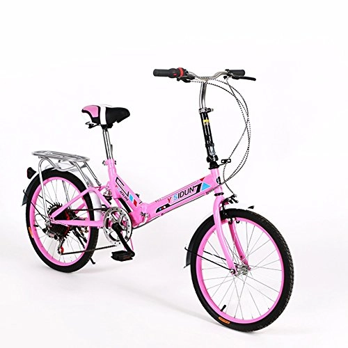 Plegables : XQ XQ163URE 20 Pulgadas Bicicleta Plegable 6 Velocidad Bicicleta Hombres Y Mujeres Bicicleta Adulto Bicicleta para Niños (Color : Pink)