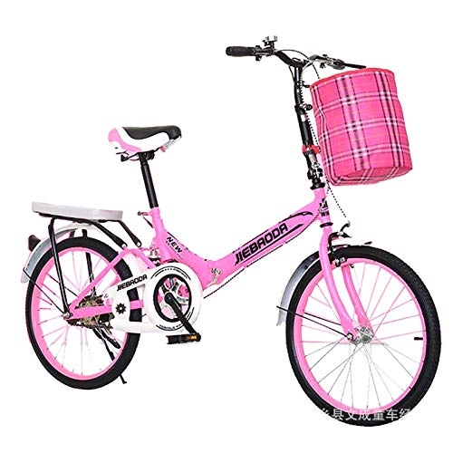 Plegables : XUELIAIKEE Bicicleta Plegable, 20 Inch Bicicletas para Adultos, Mujeres's Luz Trabajo Adulto Ultra Ligero Portátil Bicicleta Pequeño Estudiante Masculino Plegable Bicicleta Bicicleta-Rosa 20 Pulgadas