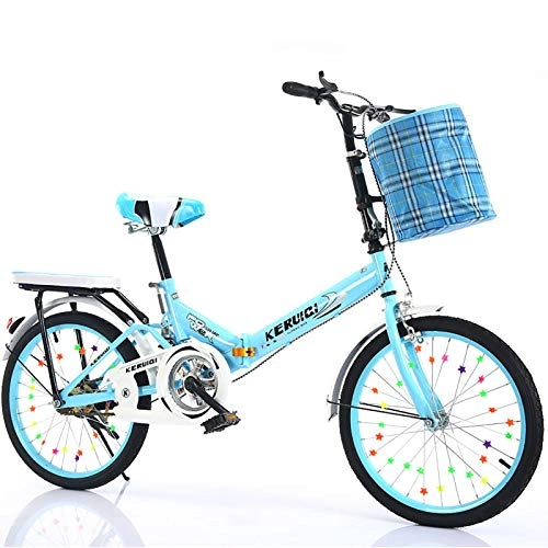 Plegables : XUELIAIKEE Bicicleta Plegable, 20 Inch Portátil Bicicleta Mujeres Hombres Adulto Ultra Ligero Bicicleta Plegable para El Niño Estudiante Male Ladies Ligera Bicicleta Bicicleta-Azul. 20 Pulgadas