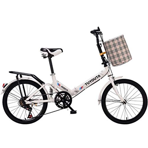 Plegables : XYDDC Bicicleta Plegable 20 Pulgadas Fácil de Plegar Portátil Doble Freno Doble Velocidad Variable Mini Bicicleta pequeña Viaje Ligero