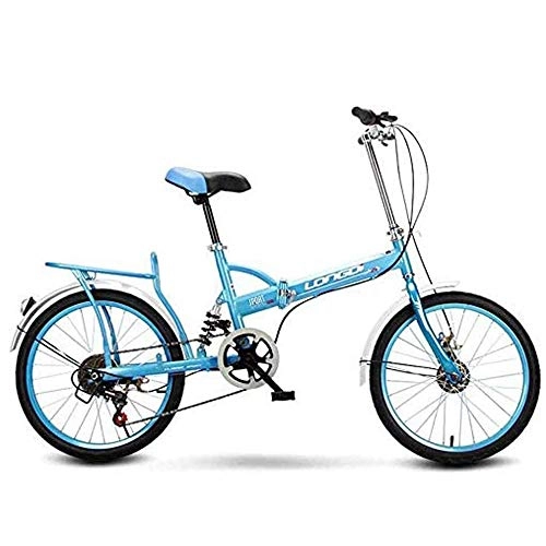 Plegables : YANGMAN-L 20" Bicicleta Plegable de la Ciudad, Cuadro de la Bicicleta de Velocidad de Engranajes de Acero Guardabarros Carrier detrás Delante detrás Reflectores de Ruedas, Azul
