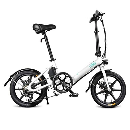 Plegables : YANGMAN-L Bicicleta Plegable eléctrico, de 16 Pulgadas Plegable eléctrico de cercanías E-Bici de la Bici con 36V 7.8Ah batería de Litio, Blanco