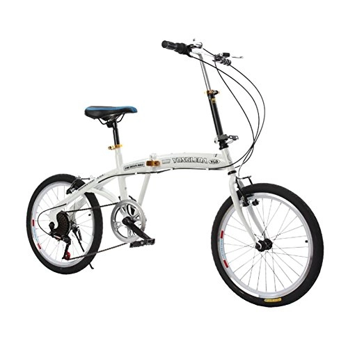 Plegables : YEARLY Bicicleta Plegable Estudiante, Bicicleta Plegable Infantil Plegable de vehículos Shimano 6 Velocidad de Hombres y Mujeres Adultos Bicicleta Plegable Bicicleta Plegable-Blanco 20inch