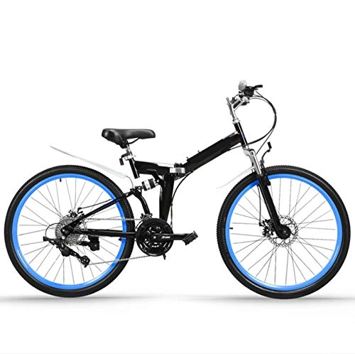 Plegables : yfkjh Bicicleta de montaña de 24 velocidades, 24 pulgadas, para hombre, de velocidad variable, color negro y azul