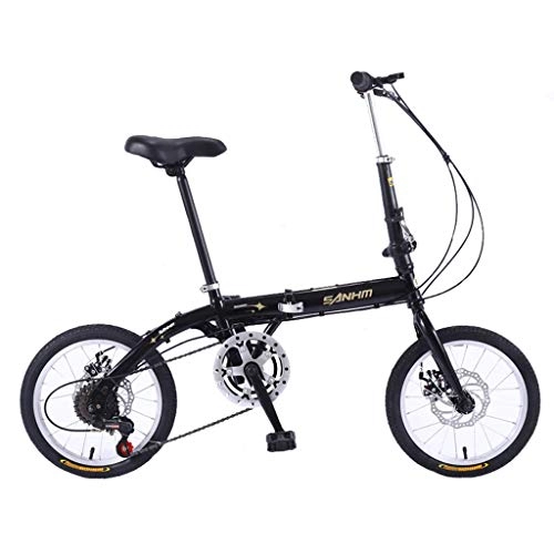 Plegables : YHNMK Bikes Plegable Bicicleta 16 Pulgadas, Adultos Unisex Bicicleta Plegable Street, Choque Doble Disco Frenos Marco de Acero de Alto Carbono Capacidad 120kg,