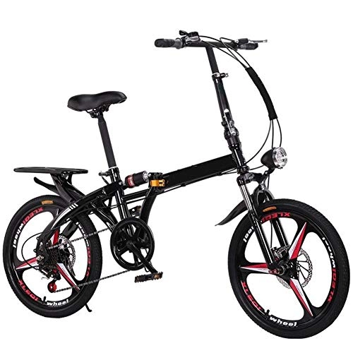 Plegables : YJXD 20 Variable Pulgadas de Bicicletas Plegables Bicicletas for Adultos Velocidad Alta de Acero al Carbono de Bicicletas Plegables (Color : Black, Size : Variable Speed)