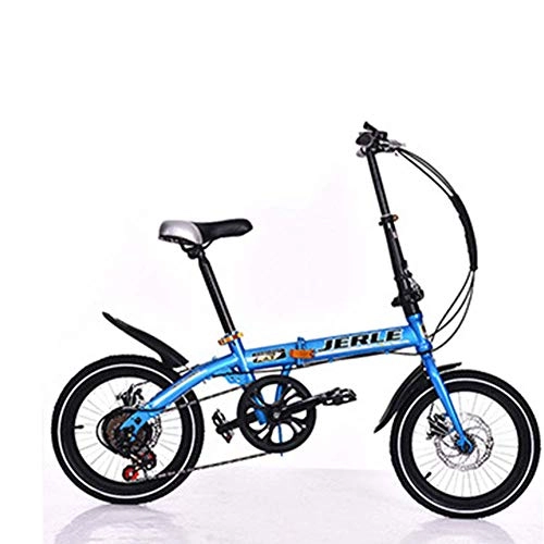 Plegables : YOUSR Bicicleta Plegable Coche Plegable 14 Pulgadas 16 Pulgadas Velocidad De Freno De Disco Bicicleta Nios Adultos Bicicleta Estudiante Bicicleta Blue 14inchshift
