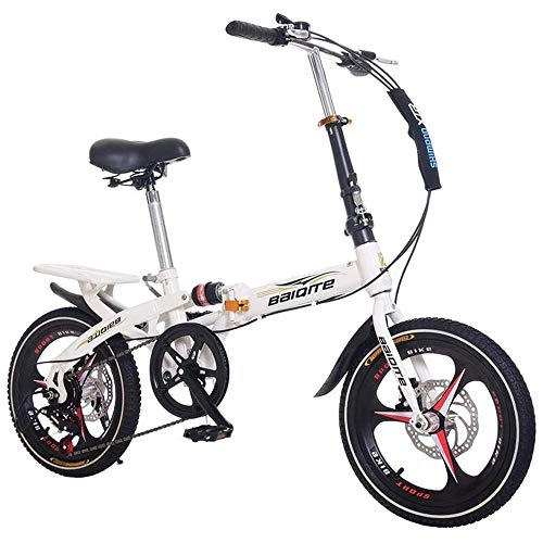 Plegables : YSHUAI 20 Pulgadas Bicicleta Plegable con Velocidad Variable Ultraligero Bicicletas Plegables De Ocio para Mujer Bicicleta De Hombres Y Mujeres Portátil Bicicleta Plegable Bicicletas Plegables, Blanco
