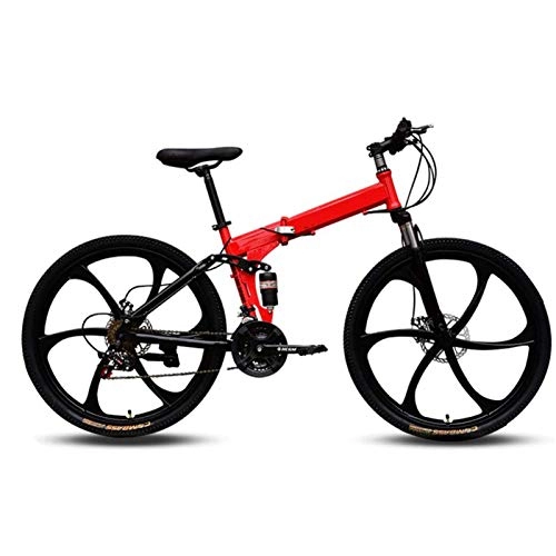 Plegables : YSHUAI 26 Pulgadas Bicicletas Plegables De Ocio con 21 Marchas Bicicleta Plegable para Hombres Y Mujeres, Bicicleta Plegable Control De Crucero, Bicicleta De Ciudad Plegable, Rojo
