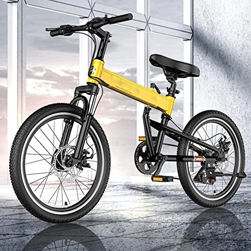 Plegables : YXGLL Bicicleta de montaña de 18 / 20 Pulgadas, Bicicleta Plegable de aleación de Aluminio para Estudiantes, Bicicletas Todoterreno de Velocidad Variable Que absorben los Golpes (Yellow 20 Inch)