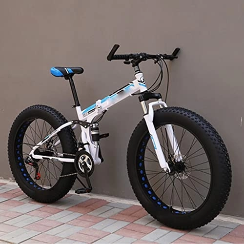 Plegables : YXGLL Bicicleta de Nieve para Adultos Plegable de 26 Pulgadas Neumáticos Ultra Anchos Bicicleta de Carretera de Playa Todoterreno de montaña de Velocidad Variable 4.0 (White 30)