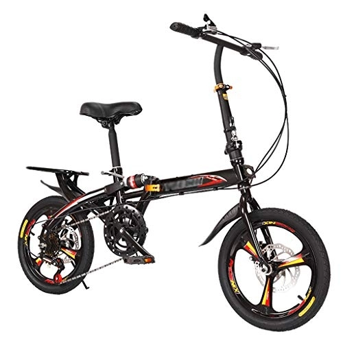 Plegables : ZDXC Bicicleta de Ciudad Plegable de 16 Pulgadas / 20 Pulgadas, Bicicleta Urbana Hombre Mujer Velocidad Variable Sistema de Frenos de Disco Doble Bicicleta de Amortiguación, Absorción de Impactos