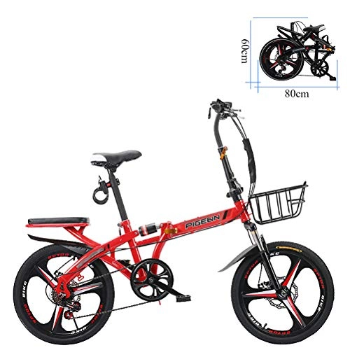 Plegables : ZEIYUQI Bicicleta Estudiante 20 Pulgadas Bicicletas Plegable Adulto Unisex Adecuado para Montar Al Aire Libre, Rojo, B