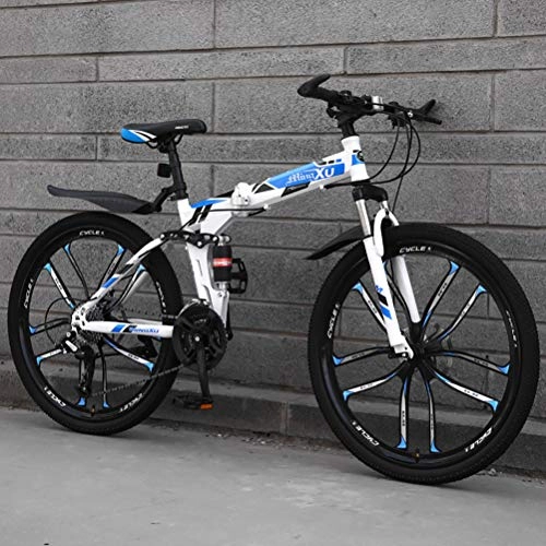 Plegables : ZEIYUQI Bicicleta Plegable Adulto Rueda De 26 Pulgadas Los Frenos De Disco Dobles Son Más Seguros De Manejar Adecuado para Viajes Cortos, Azul, 24 * 26"*10
