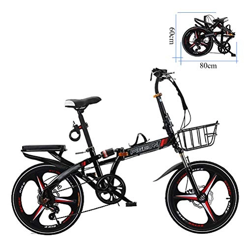 Plegables : ZEIYUQI Bicicleta Portátil para Adultos Plegable 20 Pulgadas Los Frenos De Disco Dobles Son Más Seguros De Manejar Adecuado, Negro, B