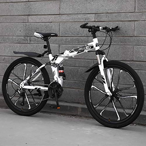 Plegables : ZEIYUQI Bicicletas 24 Pulgadas Freno De Disco Doble, Amortiguación Bici Plegable Adulto Unisex Adecuado para Montar Al Aire Libre, Negro, 27 * 26''*10