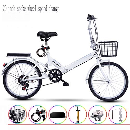 Plegables : Zhangxiaowei 21 Pulgadas De Cambio De Velocidad Spokeweel Bicicleta Portátil Plegable Ultraligero para Adultos con Instalación Auto, Blanco