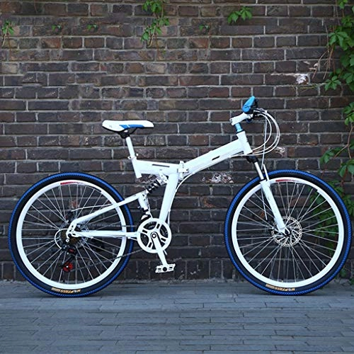 Plegables : Zhangxiaowei Bicicletas Overdrive Hardtail Bicicleta de montaña Plegable 24 / 26 Pulgadas 21 la Velocidad del Ciclo Blanca con Frenos de Disco, 26 Inch