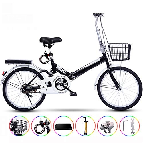Plegables : Zhangxiaowei Ultraligero Bicicleta portátil Plegable para Adultos con Auto Instalación de 20 Pulgadas Una Sola Rueda Velocidad, Negro