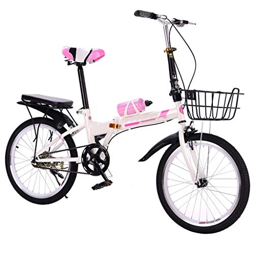 Plegables : ZHEDYI Bicicleta Plegable, Bicicletas De Ruedas De 20 Pulgadas, Los Hombres Adultos Y Las Mujeres De Doble Freno De Absorción De Choque Ligero Mini Bicicleta, Luz del Marco De Acero De Carbono