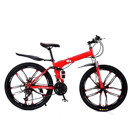 Plegables : ZHIFENGLIU Bicicleta Plegable, De 24 Pulgadas De Velocidad Variable De 26 Pulgadas Cross-Country Doble Bicicleta De Absorción De Choques, Rojo, 24inch