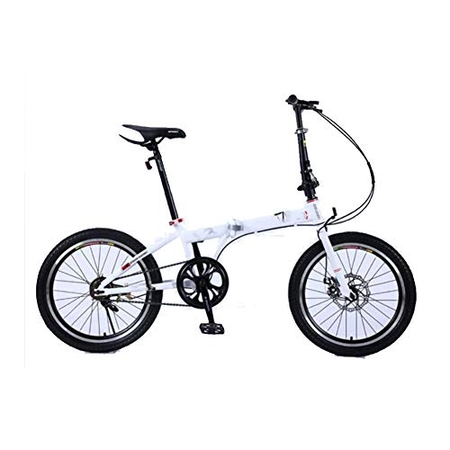 Plegables : ZHIFENGLIU Bicicletas Plegables, De 20 Pulgadas Bicicletas Unisex Ligeros, Mini Motos para IR Al Trabajo, Blanco