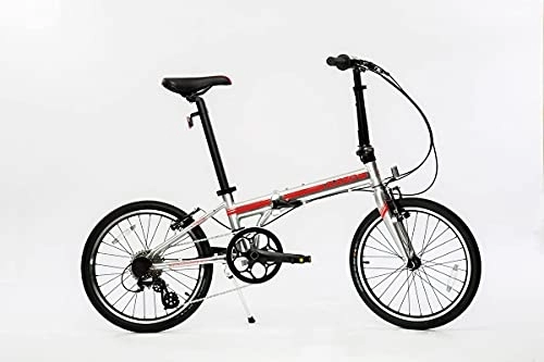 Plegables : ZiZZO Liberte 22 libras de aleación de aluminio ligera 20 pulgadas 8 velocidades plegable bicicleta con ruedas de liberación rápida (plata / rojo)