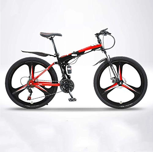 Plegables : ZJBKX Bicicleta de montaña de 24 pulgadas, plegable para hombres y mujeres, velocidad variable de frenos de disco dual, absorción de golpes, una rueda para estudiantes de 27 velocidades.