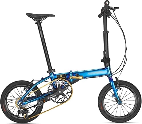Plegables : ZLYJ Bicicleta Montaña 16 Pulgadas, Bicicleta Azul, Bicicleta Plegable, Silla Cómoda, Neumáticos Antideslizantes Y Resistentes Al Desgaste, Marco Acero Alto Carbono B, 16inch