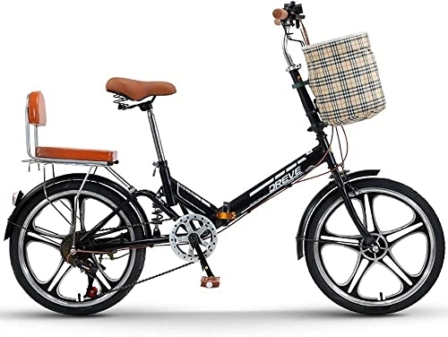 Plegables : ZLYJ Bicicleta Plegable 20 Pulgadas para Adultos, Bicicleta Ciudad Plegable Aluminio Liviano, Sistema Plegado Rápido, Bicicleta Estudiante Portátil Ultraligera Black