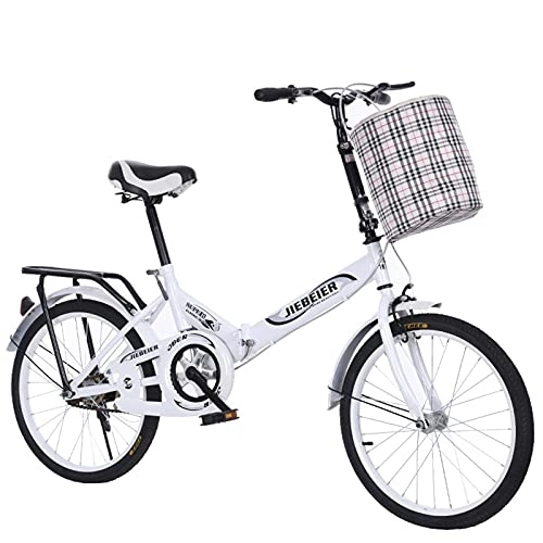 Plegables : ZLYJ Bicicleta Plegable, Bicicleta Plegable Portátil Ultraligera De 20 Pulgadas, Bicicletas Urbanas De Estilo Retro Bicicleta De Trekking Plegable Bicicleta Ligera, Excursión White, 20 in