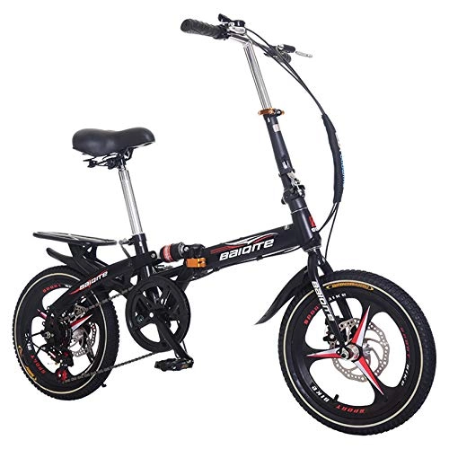 Plegables : ZPEE Frenos De Doble Disco Acero Al Carbono Bicicleta Plegable, Neumático De Grasa Niños'bicicletas con Rack Trasero, Ligero Bicicletas De Carretera para Adolescentes City Riding