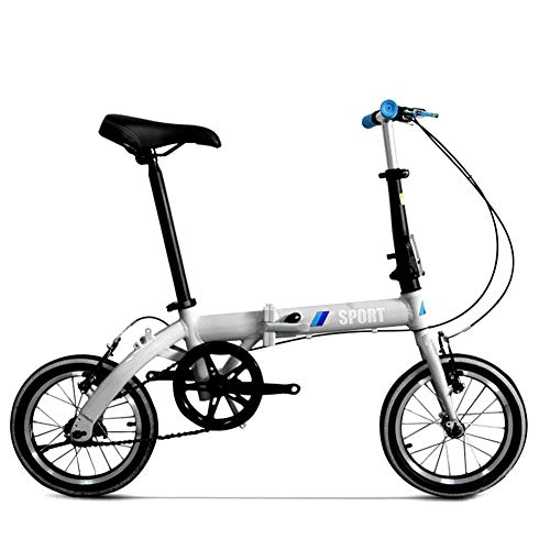 Plegables : ZQNHXY Estudiante Adulto Bici del Coche de Aluminio Ligero Amortiguación del Marco de la Bicicleta Plegable Bicicleta Plegable de 14 Pulgadas Ciclismo Cercanías Mujeres, Blanco