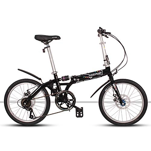 Plegables : ZTIANR Bicicleta Plegable, 20 Pulgadas De Absorcin De Choque De La Ciudad 6 Velocidad Bicicleta Plegable Adulto Porttil Adolescente Bicicletas, Negro