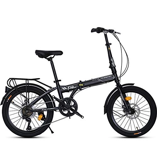 Plegables : ZTIANR Bicicletas Plegables, 20 Pulgadas 7-Speedfoldable Bicicletas De Aleacin Ligera De Cercanas De La Ciudad De Camping Luz De La Bicicleta De La Bici Ultra Porttil, Negro
