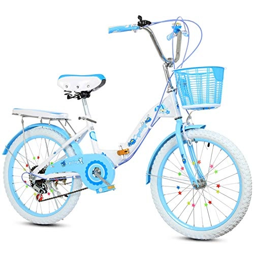 Plegables : ZTIANR Bicicletas Plegables, De 22 Pulgadas A Nios Bicicleta Plegable Ligero del Viajero City Caravan Velocidad Variable Bicicleta, Azul