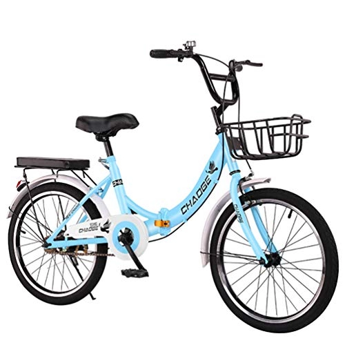 Plegables : ZXCY Kid Edad Hombres Y Mujeres Plegable Bicicleta Portátil Mini Bicicletas Luz De Trabajo De 24 Pulgadas De La Bici De La Ciudad Ultraligero De Ciclo por La Escuela De Trabajo Y Conmutar, Azul